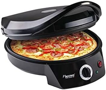Bestron Four à pizza électrique, Four à pizza jusqu'à 230°C, chauffage haut/bas pour pizza faite maison ou surgelée, tarte flambée, quiche ou wraps jusqu'à Ø 27cm, 1 800 Watts, Couleur: noir