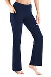 Yogipace,Side Pockets,Tall Women's Bootcut Yoga Pants Workout Pants with Side Pockets,35",Navy Blue,Size L