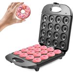 Angju Mini Donut Maker, 16 Holes Electric Doughnuts Maker Machine, Mini Pancake Maker for Kid-Friendly Breakfast, Snacks, Desserts & More with Non-stick Surface, Double-sided Heating