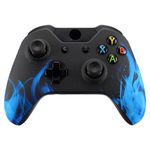 eXtremeRate Blue Flame Soft Touch Grip Front Housing Shell Faceplate for Standard Xbox One Controller (Fits Both with 3.5mm Port and without 3.5 mm Port) - Without Controller