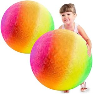 18 Inch Rubber Playground Balls for Kids - (2-Pack) Giant Ball Rainbow Inflatable Play Big Ball for Large Bouncy Balls, Kickballs Fun for Park, Indoor and Outdoor Games with Hand Pump