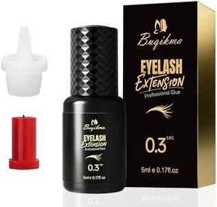 Buqikma Professional Eyelash Extension Glue 5ml - 0.3s Quick Dry Black Eyelash Adhesive with 8 Weeks Strong Hold Waterproof & Latex-Free Low Irritation Lash Gule for Techs & Salon Professionals ONLY