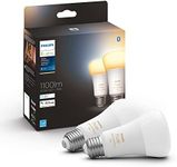 Philips Hue White 10.5W Equivalent 75W A19 Base E26 LED Smart Bulb, Warm-to-Cool White Light, Bluetooth & Zigbee Compatible, Voice Activated with Alexa & Google Assistant, Music Sync, 2-Pack