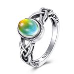 Mood Ring S925 Sterling Silver Celtic Mood Ring Vintage Color Change Rings Jewellry For Women Men-Size 7