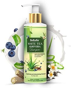Indalo White Tea Aloe Vera Shampoo for Oily Hair | Anti-dandruff Shampoo with Licorice and Blue Berries for all types of hair | Hair Strengthening and Volumizing Shampoo for Damaged Hair | Paraben Free, Sulphate Free & Silicone Free Shampoo - 200ml