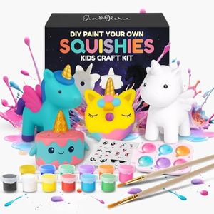 Jim&Gloria Paint Your Own Squishies, Jumbo Squishy Gifts for Girls and Boys 8 9 10 11 12 13 14, Arts and Crafts for Kids, Party Favors for Birthday, Valentines Gift for Kids, Pack of 3