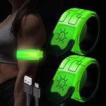 Rivsli LED Armbands for Running,2 Pack,USB Rechargeable Safety Lights for Runners,High Visibility Light Up Bands Reflective Led Bracelets for Night Walking Jogging Cycling Running Gear