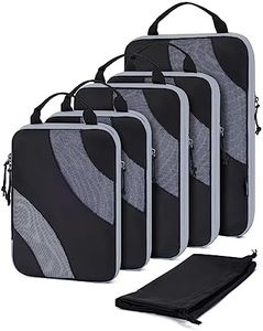 BAGSMART Compression Packing Cubes, 6 Set Travel Packing Cubes for Carry on Suitcases, Compression Suitcase Organizers Bag Set & Travel Storage Bags for Luggage, Packing Organizers Black