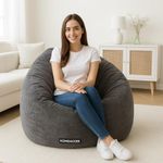 Homeaccex Velvet Bean Bag with Filled Beans 2XL Bean Bag Chair | Capacity Upto 90Kg Weight | XXL Filled Bean Bag Sofa, Grey