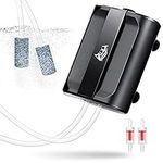 AQQA Aquarium Air Pump,3.5W 5W Dual Outlet Oxygen Pump with 2 Air Stone,Adjustable Air Valve Quiet Bubbler Pump,Up to 160 Gallon Fish Tank (3.5W)