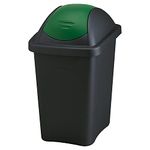 Home Centre 30L Swing Lid Kitchen General Waste Recycling Bin Colour Code Management Made in Italy Quality Rubbish Office Storage Trash Containers Green-Black