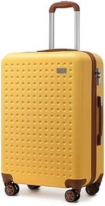 Kono Grande Valise 76cm, Valise Soute en ABS Valise Rigide 4 roulettes Valise de Voyage avec Serrure TSA (Jaune)