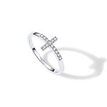 PAVOI 14K Gold Plated CZ Cross Ring | Eternity Promise Ring for Her | Infinity Wedding Band Ring, White Gold, Cubic Zirconia