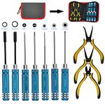 10 in1 RC Tools Set Stainless Steel Screwdriver Pliers Hex Sleeve Socket Repair Hobby Kits for RC Car Boat Quadcopter Helicopter Multirotors Models