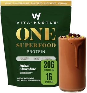 VitaHustle ONE Vegan Protein Powder, Dubai Chocolate - 20g Plant Protein Meal Replacement with 86+ Superfoods & Greens, Probiotics + No Bloat Digestive Blend - Dairy Free, Gluten Free (15 Servings)