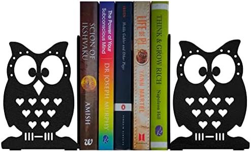 HeavenlyKraft Book Metal Bookends,Decorative Bookends, Non Skid Book Ends, Book Stopper for Home/Office Decor/Shelves, Office Bookends, Library bookends, (Owl 6 Inch Tall)