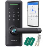 Yamiry Smart Door Lock, Biometric Fingerprint, Keyless Entry, App Control, 6 Ways to Unlock, DIY Installation, Black