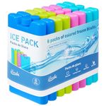 ilauke 8 Pack Ice Blocks, Freezer Blocks for Cool Bags, Ice Packs for Cool Box 160x90mm, Reusable Freezer Packs, Long-Lasting & Quick Freeze