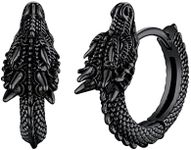 U7 Dragon Earrings Black Metal Plat