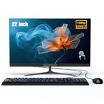 woynsz All-in-One PC with a 22" Full HD IPS multi-touch display, Celeron N5095 processor, 8GB RAM, and 512GB SSD. Features dual-band WiFi, Bluetooth, and includes a keyboard and mouse.