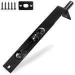 Hordion 1 Pcs 6 Inch Flush Bolt Heavy Duty, French Door Latch Replacement Concealed Slide Bolt Lock Stainless Steel Flush Bolt for Double Door Patio Wood Door(Black)