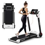 Goplus 2.25HP Folding Treadmill, Electric Superfit Treadmill W/LED Display, APP Control, Blue Tooth Speaker and Device Holder, Compact Jogging Walking Running Machine for Home & Office (White)