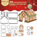 (Set of 10) 3D Cookie Cutter Set for Gingerbread Houses, Christmas Cookie Cutters for Kids, Gift Box Packaging