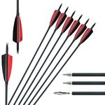 31 Inch Carbon Archery Arrows Spine 600 Targeting Hunting Arrows with 4" Turkey Feathers Replaceable Screw Field Points Tips for Compound and Recurve Bow (4 Pack)