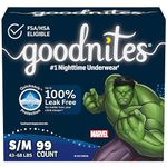 GoodNites Huggies Goodnites Boys Bedwetting Night Time Underwear, Goodnites, S/M (43-68 lb.), 99 Ct