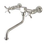 Kingston Brass KS1218BEX Essex Wall Mount 8-inch Center Vessel Sink Faucet, Brushed Nickel