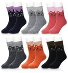 Eocom 6 Pairs Children's Winter Warm Wool Socks Kids Toddlers Boys Girls Thermal Thick Boot Cozy Crew Socks(Cat, 1-3T)