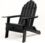 RESINTEAK Adirondack Chair, All Weather Resistant, HDPE Poly Lumber, Comfortable Patio Furniture, Premium Quality, Outdoor Plastic Adirondack Chairs, New Tradition Collection (Black)