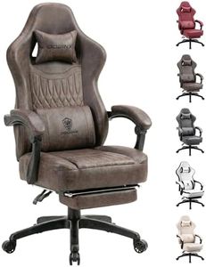 Dowinx Gaming Chair Breathable PU Leather Gamer Chair with Footrest Massage Lumbar Support, Big and Tall Ergonomic Reclining Computer Chair with Pocket Spring Cushion for Adults Teens (Brown)
