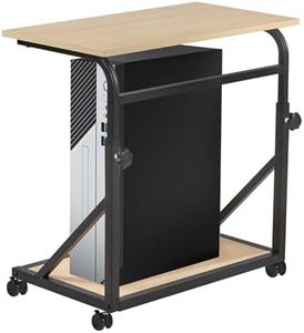 fusehome Computer Tower Stand, 2-tier CPU Stand with Lockable Wheels, Adjustable Height PC Stand for Floor, Mobile PC Laptop Standing Table for Home Office (White Maple)