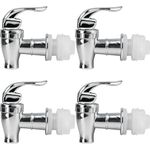 4 Pcs Drink Dispenser Spigot Replacement, Plastic Water Jug Spigot for Beverage Dispenser, Outdoor Faucet Tape Set (Push Style, Silver)