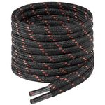 7STROBBS 2 PAIRS Strong Work Boot Laces, Heavy Duty Round Shoelaces for Walking Boots, Trainers Shoes, Hiking Boots, Safety Boots, Thick Shoe Lace Black Brown 120CM