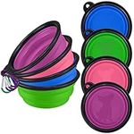 LAVAED 4 Pack Collapsible Dog Bowl Portable Foldable Travel Pets Bowls Cats Water Feeding Food Bowls Silicone Expandable Cup Dish Puppies for Walking Camping Outdoors with Carabiner Clip