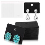 Thinp 100 Pcs Earring Display Cards with 100 Pcs Self-Seal Bags Earring Holder Cards Earring Card Punch 1.9" x 1.2" Earring Cards with Holes Earring Cards for Selling Earrings Jewelry Display(Black)