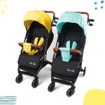 TwinsTribe Dynamic Duo: Detachable Twin Stroller | Pram - Crafted by Twin Parents, Effortlessly Shifts from Twin Stroller to Two Single Strollers, Ultra-Light, One-Hand Fold (Yellow-Blue)