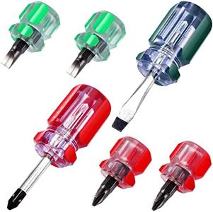 Mini Screwdriver for Sewing Machine, Wieat 6 Pcs Stubby Slotted and Phillips Screwdriver, Hand Short Screwdriver Set for DIY Repairing Sewing Machine Repair(4 Mini Screwdriver, 2 Small Screwdrivers)