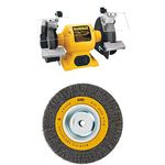 DEWALT Bench Grinder, 8-Inch (DW758) & Wire Wheel for Bench Grinder, Crimped Wire, 8-Inch (DW4906)