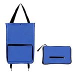 YODUEA Collapsible Shopping Trolley on Wheels Foldable Shopping Bag with Wheels Reusable Oxford Cloth Folding Shopping Cart for Women Supermarket Travel Picnic Grocery Vegetables,Blue