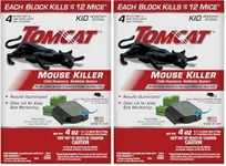 Tomcat Mouse Killer Child Resistant, Refillable Station with Clear Lid for Easy Monitoring, 1 Bait Station and 4 Refills (Pack of 2)