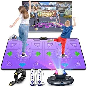 FWFX Electronic Dance Mats - Exercise Fitness Dance Pad Game for TV, Double Dancing Game for Kids and Adults, Wireless Musical Dancing Mat, Xmas Gifts for 6 7 8 9 10 11 12 Year Old Girls