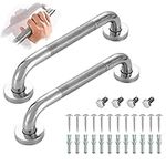 2 Pack Bathroom Grab Bars,Bathroom Grab Rails with Anti-Slip Grip,Safety Hand Rail Support,Stainless Steel Safety Shower Handle Toilet Grab Handle,Handicap Elderly Senior Assist Bath Handle (12inch)