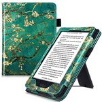 BOZHUORUI Stand Case for Kobo Clara HD eReader (Model N249-2018 Release) - Premium PU Leather Protective Sleeve Cover with Hand Strap and Auto Sleep/Wake (Apricot Blossom)