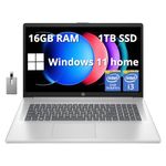 HP 17.3" FHD IPS Business Laptop, Intel Core i3-1215U, 16GB RAM, 1TB PCIe SSD, Intel UHD Graphics, HD Webcam, Numpad, Wi-Fi, Bluetooth, Natural Silver, Windows 11 Home, 32GB Hotface USB Card