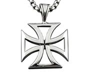 CHOPPER IRON MALTESE CROSS SOLID STAINLESS STEEL MENS CHARM PENDANT NECKLACE PP6