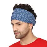 Coreteq Multicolor Sports Sweatband Headband Concealed Seam Micro-Spandex Men and Women (Floral Navy) Free Size