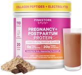 Pink Stork Pregnancy and Postpartum Protein Powder - 20 g Chocolate Whey and Collagen Protein - Prenatal, Postnatal & Lactation Support, Breastfeeding Essentials - 15 Servings